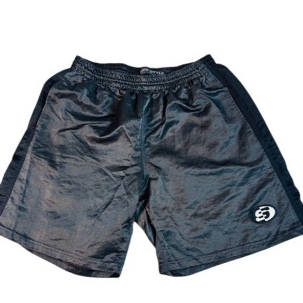 Surf Style Shorts Mens M Black Interplanetary Body Gear‎ Iridescent Athletic Y2K